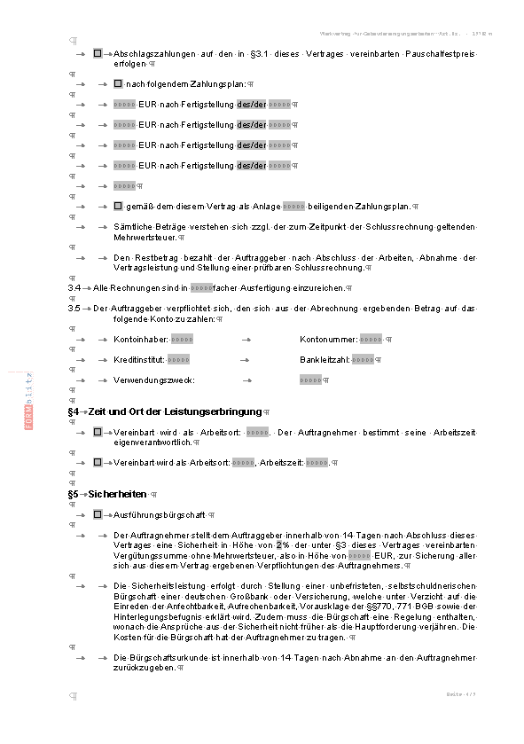 Werkvertrag Gebäudereinigungsarbeiten | Muster Zum Download