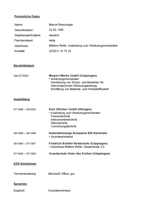 Bewerbungs-Paket Werkzeugmechaniker | Muster Zum Download