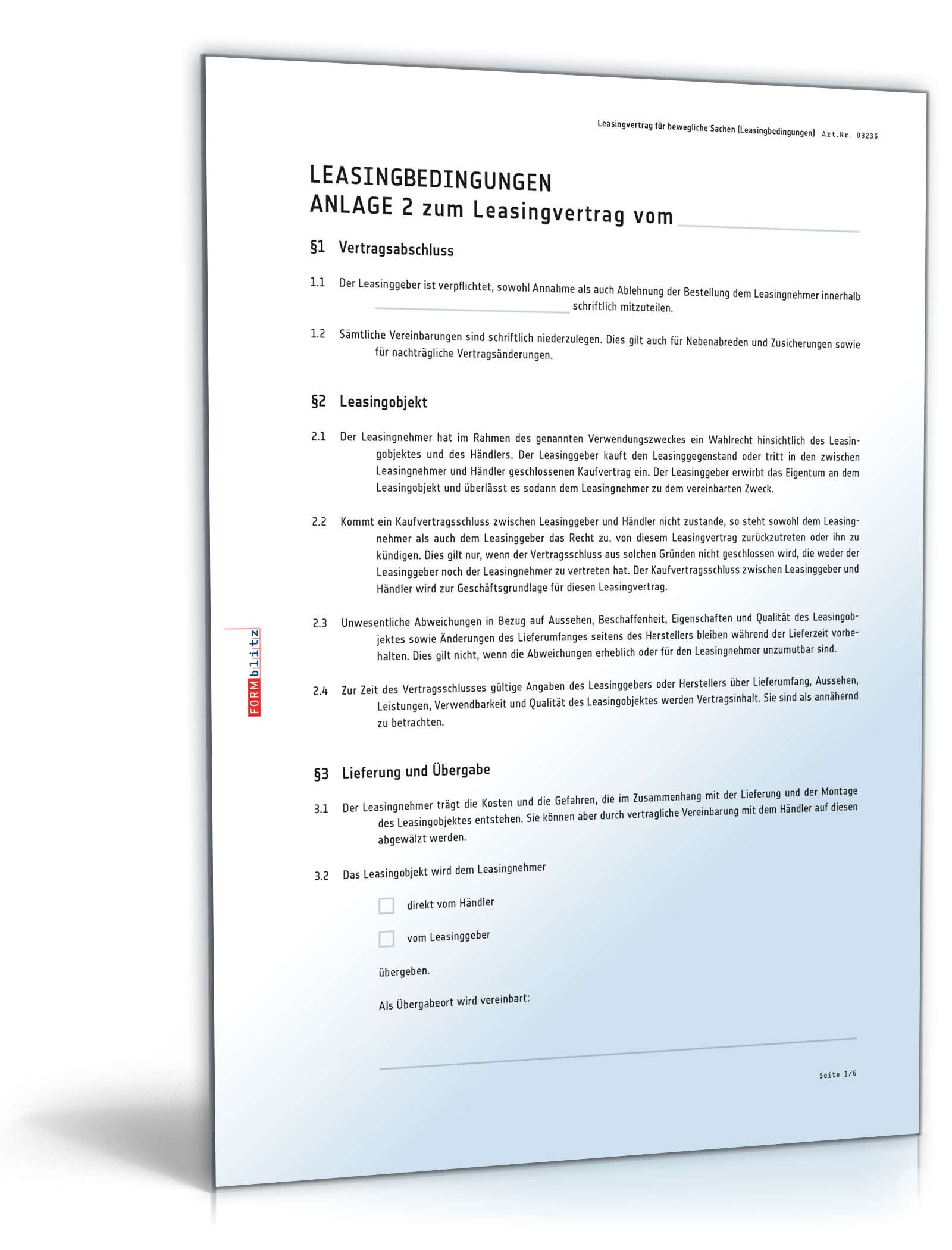 Leasingvertrag Rechtssichere Vorlage Zum Download