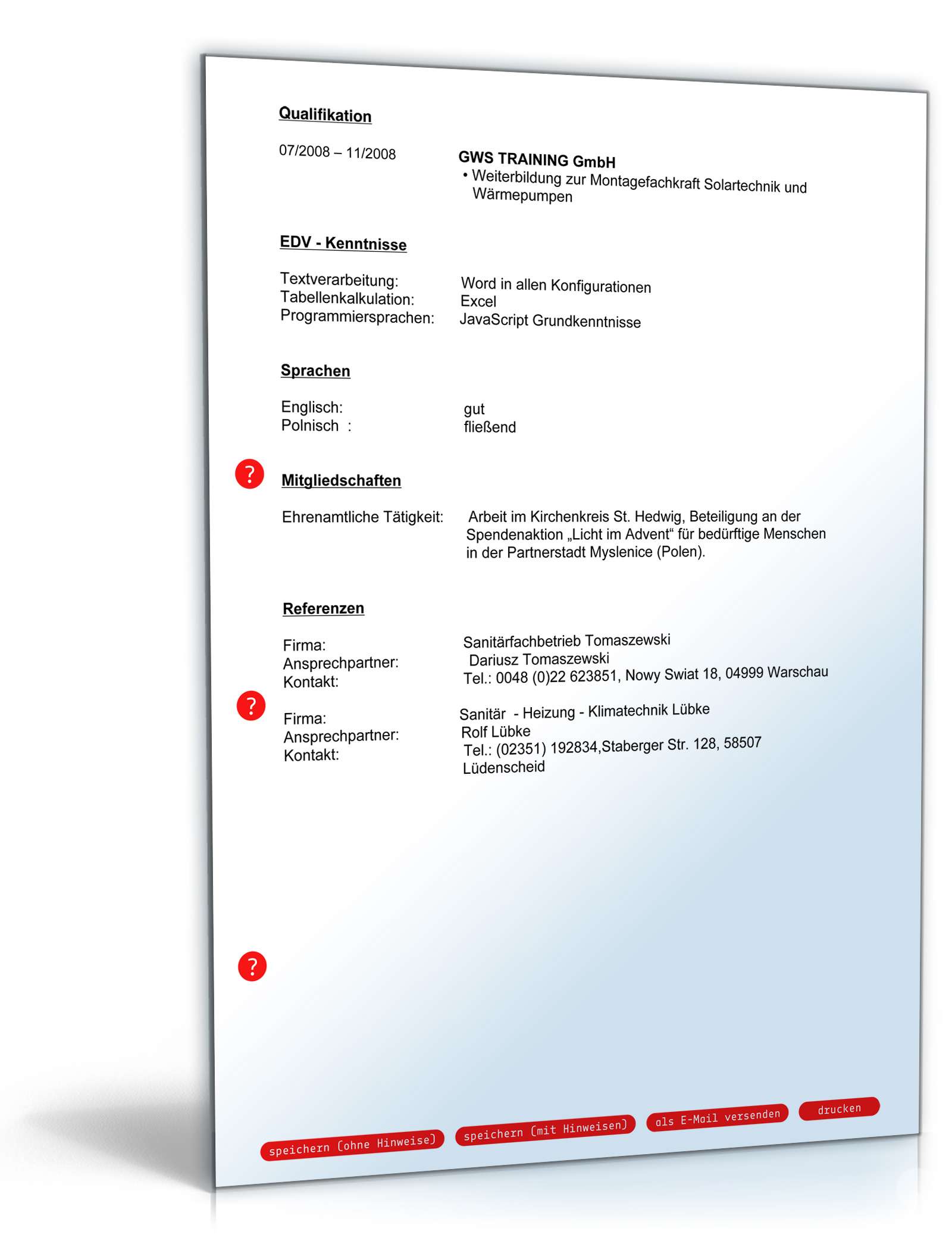 Lebenslauf Anlagenmechaniker | Muster Zum Download