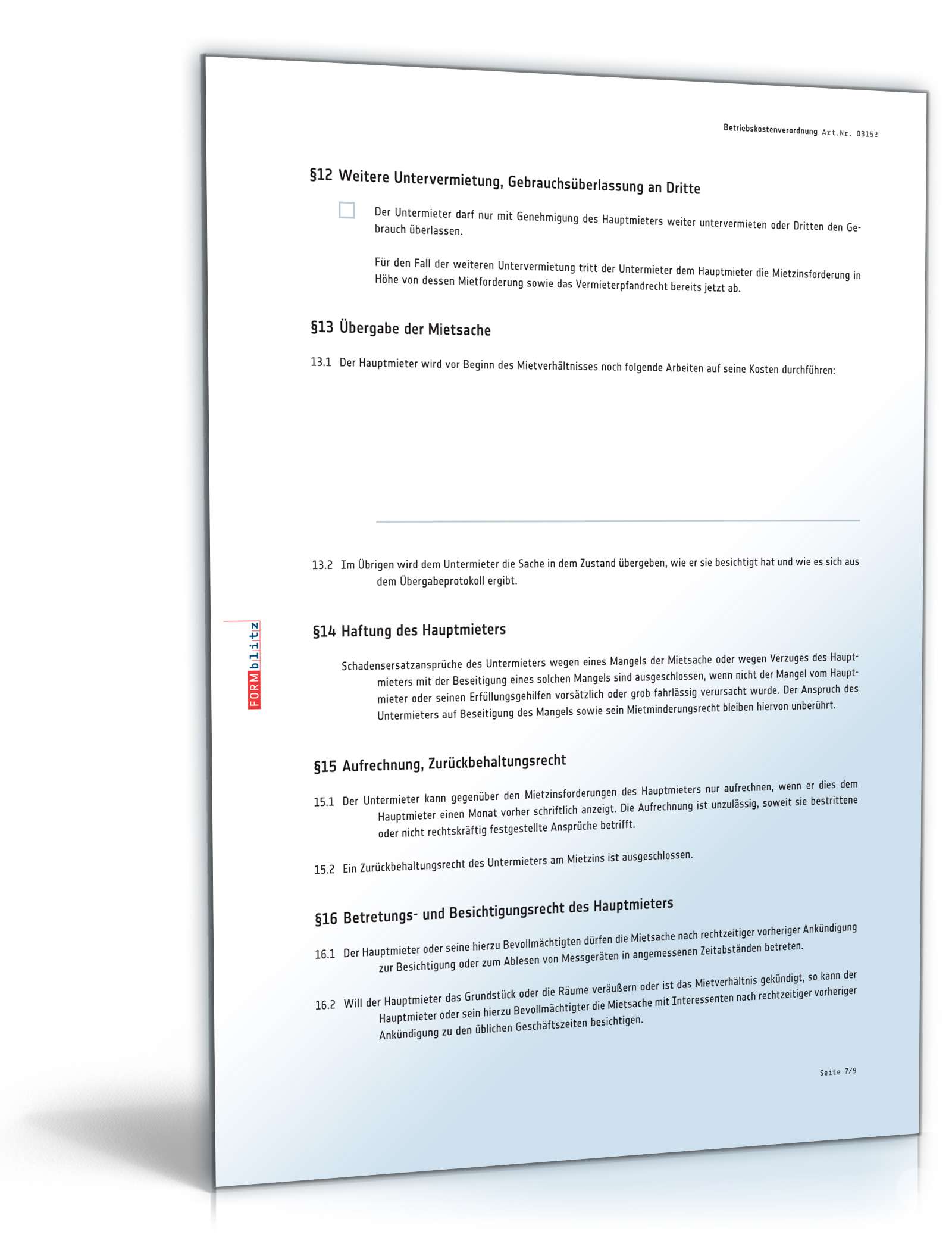 Untermietvertrag Gewerberäume | Muster zum Download