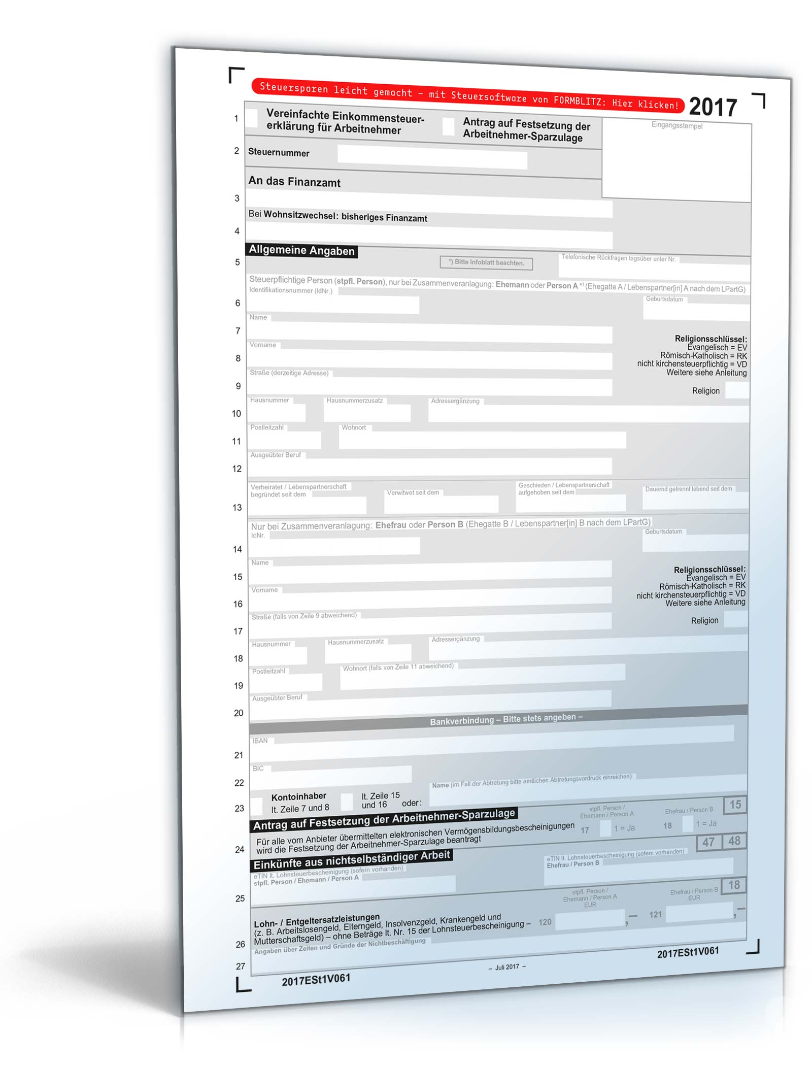 Anlage V 2017 Steuerformular Zum Download