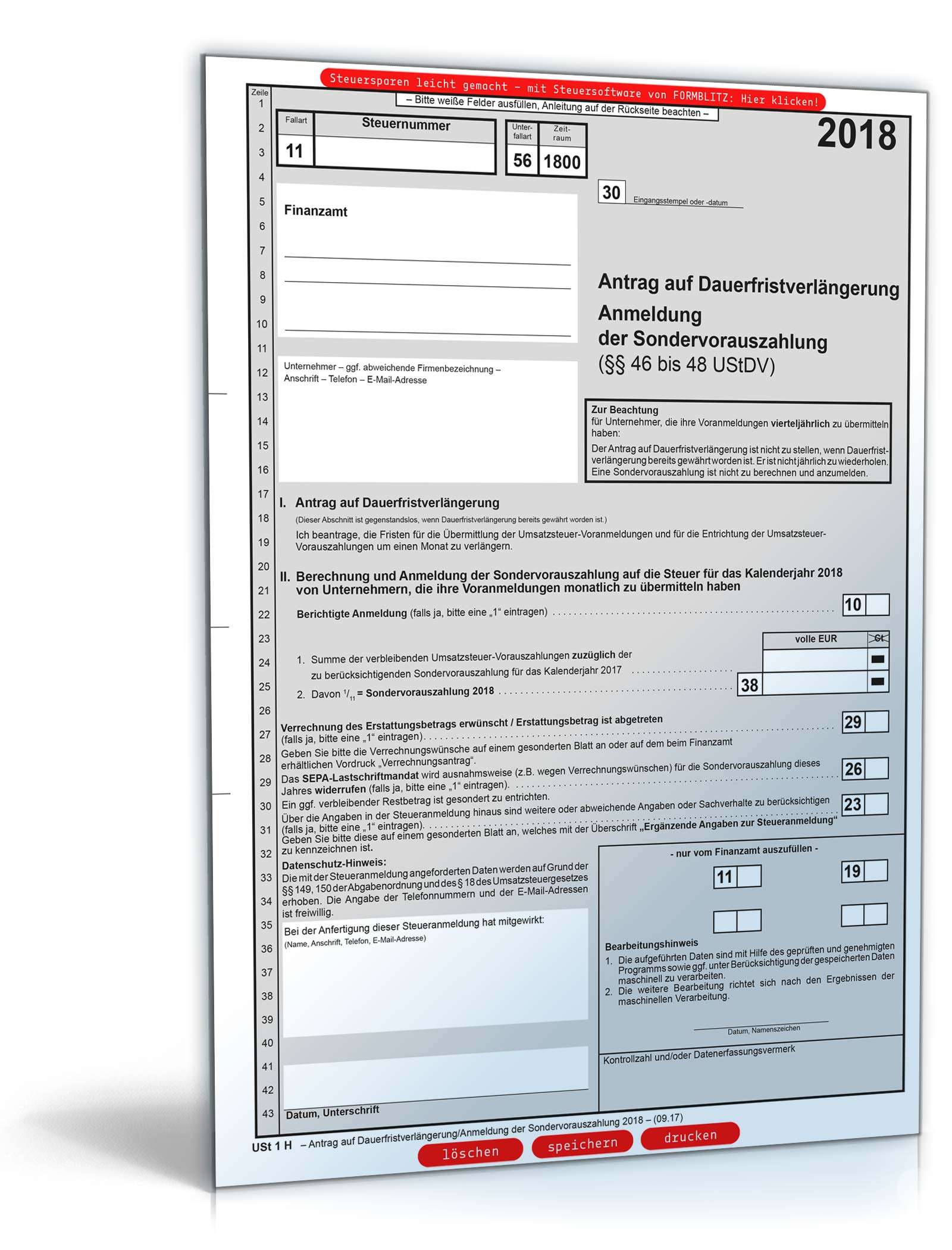 Antrag auf Dauerfristverlängerung 2018 | Formular zum Download