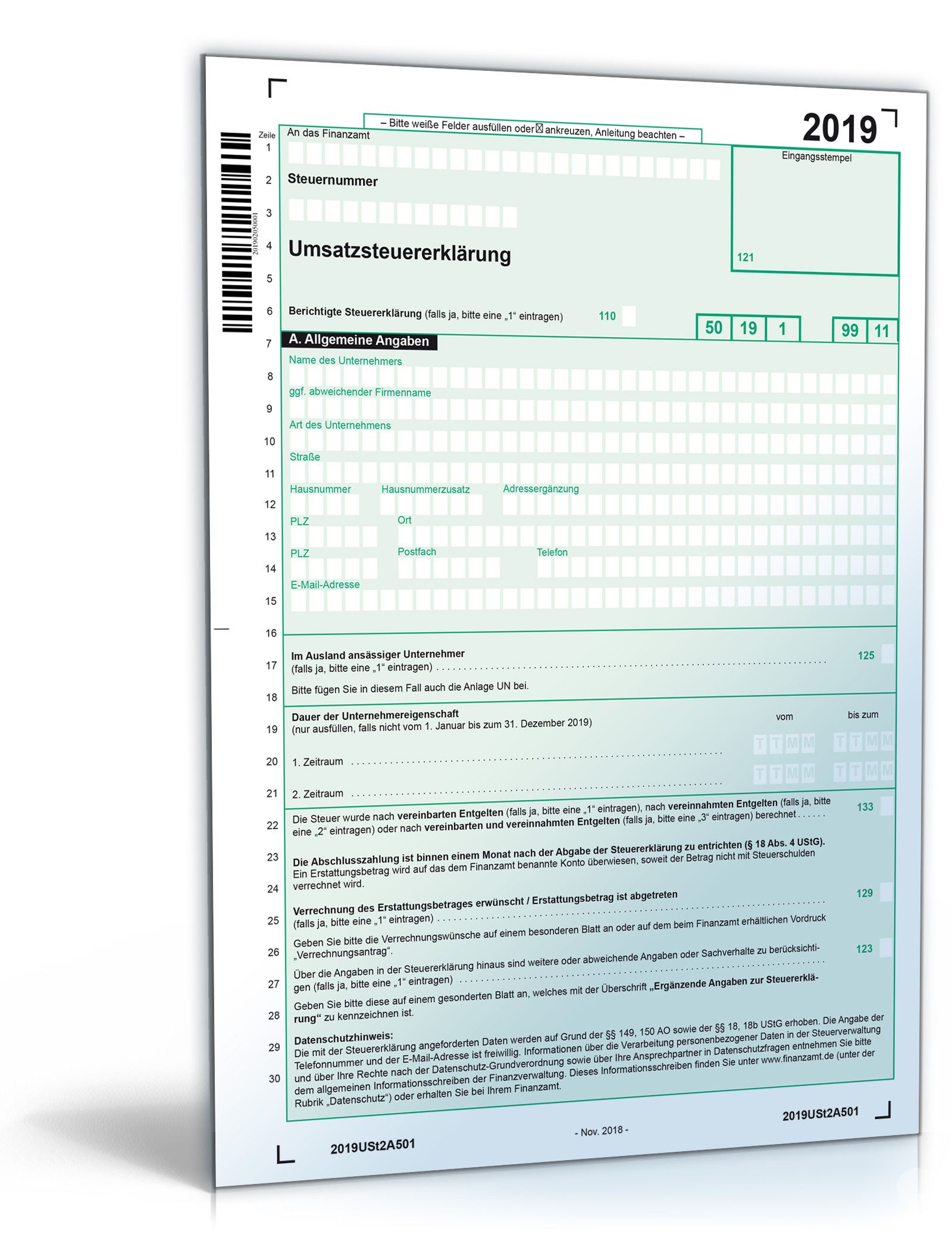 Umsatzsteuererklärung 2019 | Formular Zum Download