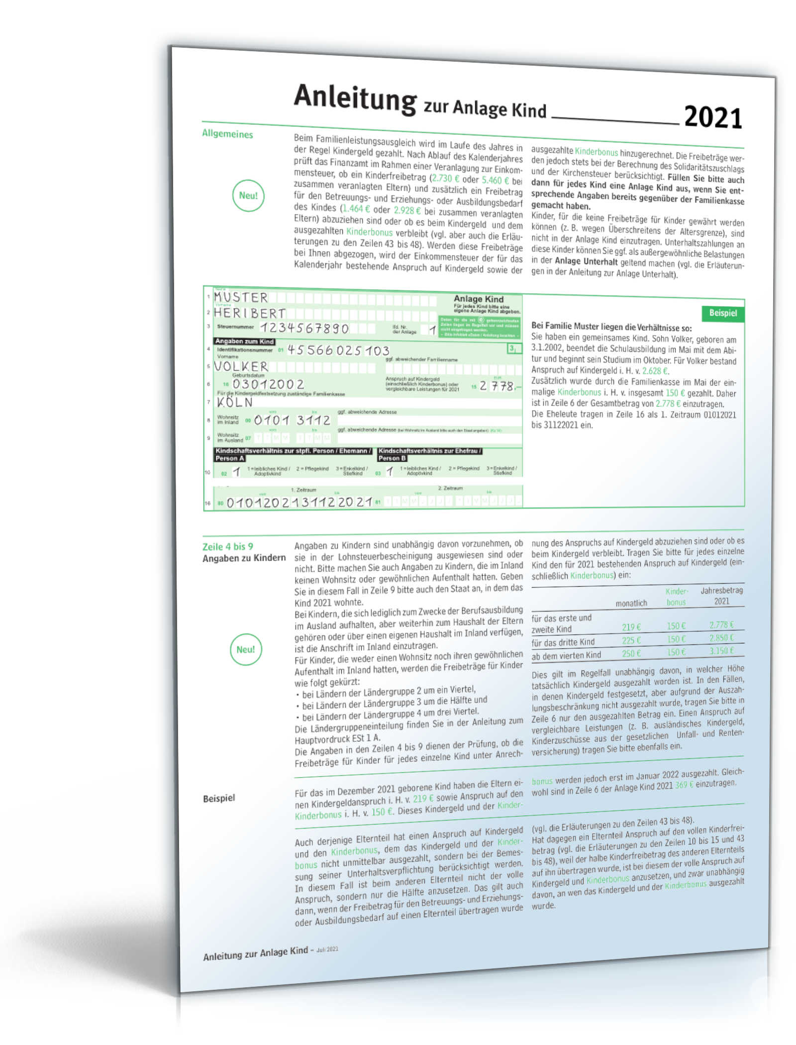 Anleitung Anlage Kind 2021 | Gratis: Steuerformular Zum Download