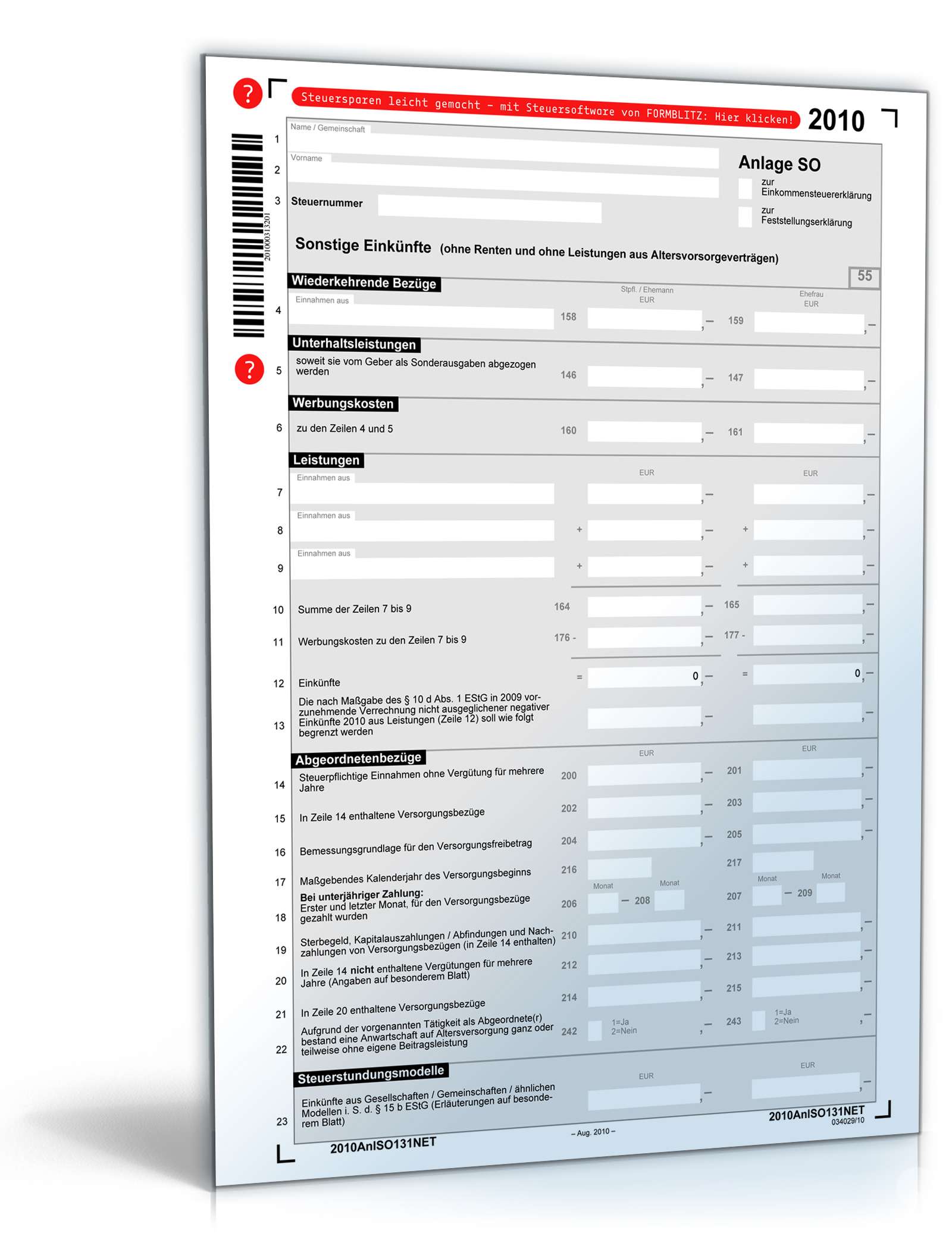 Anlage SO 2010 | Steuerformular zum Download