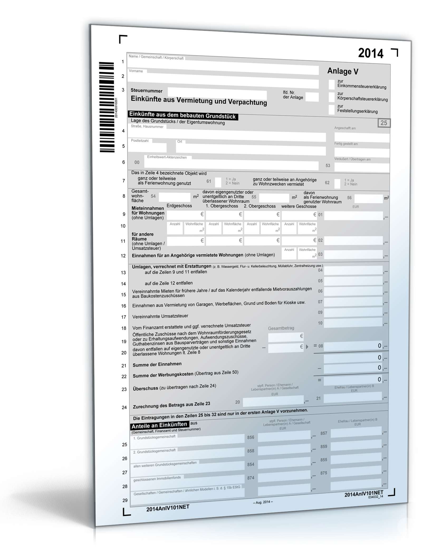 Anlage V 2014 | Formular Zum Download