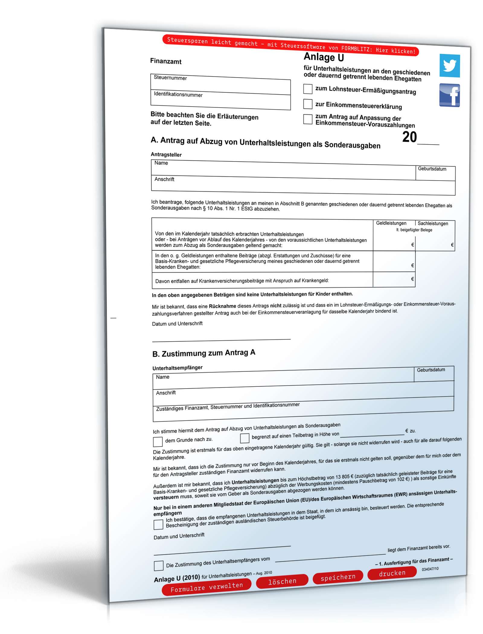 Anlage U 2012 | Formular zum Download