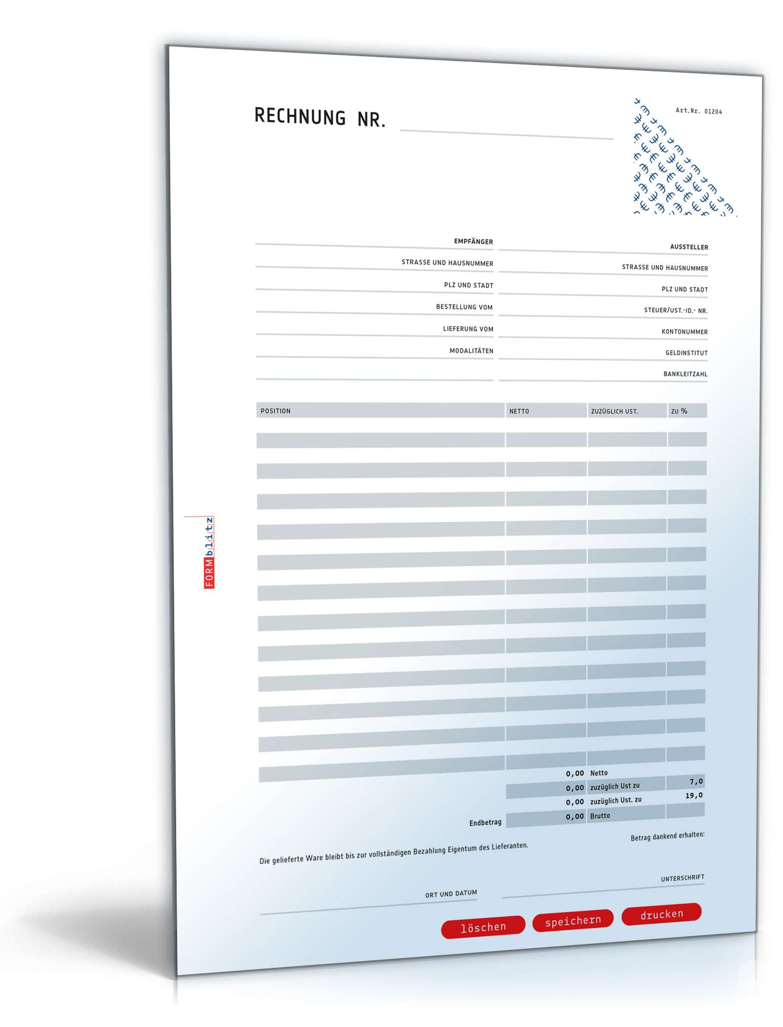 Abrechnung Der Brutto Netto Bezã¼Ge Formular - Financial Report