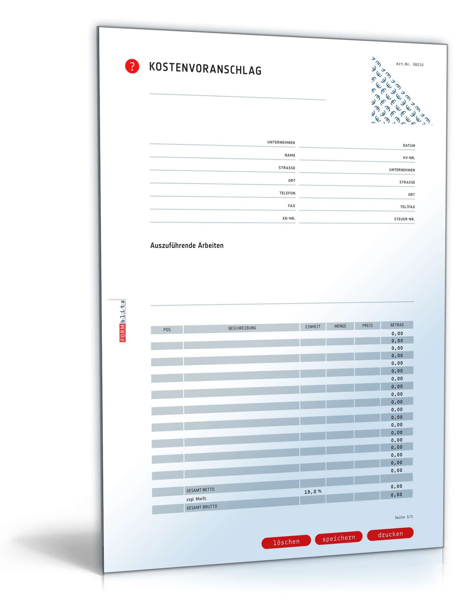 Kostenvoranschlag | Vorlage zum Download