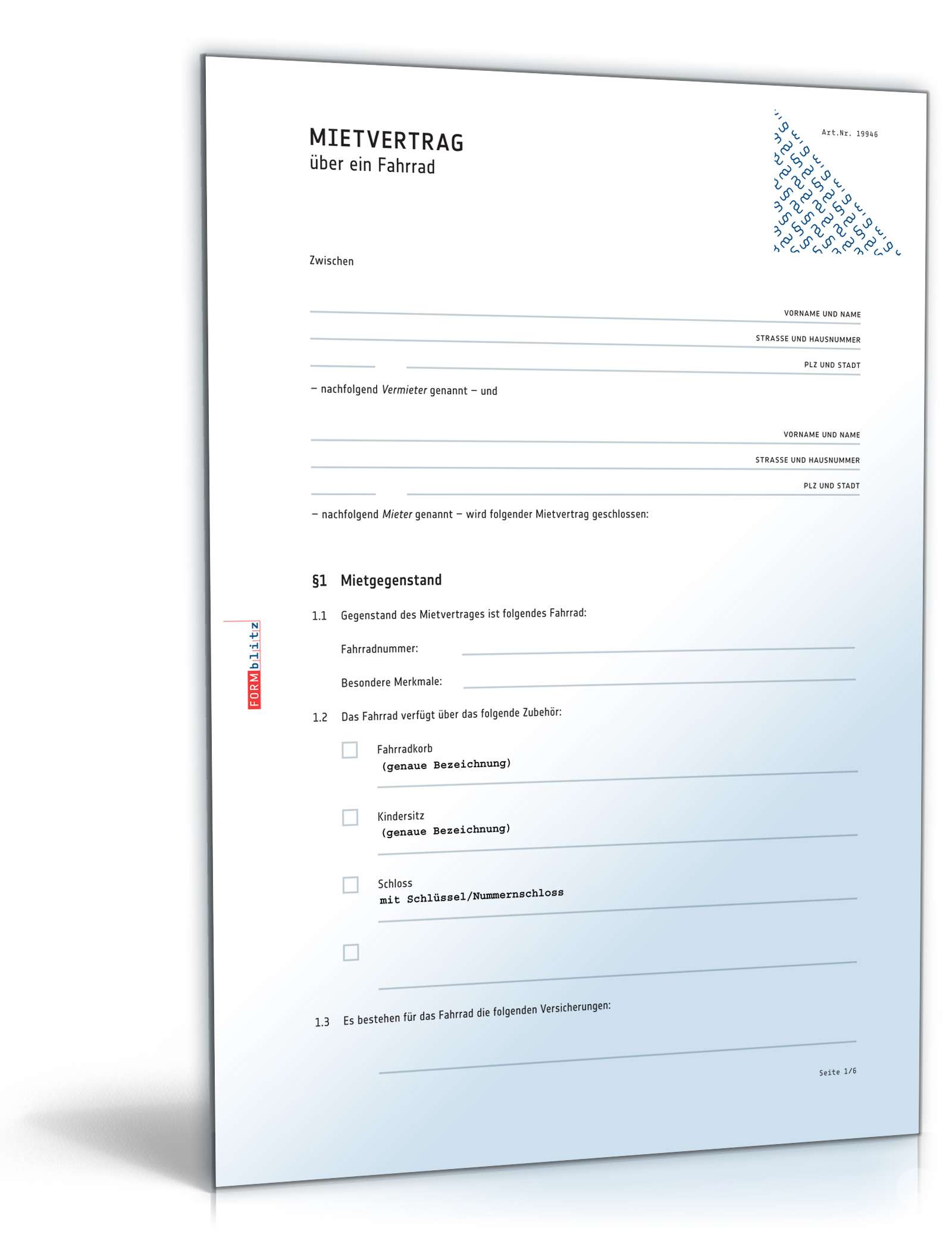 Mietvertrag Fahrrad Anwaltsgeprüftes Muster zum Download