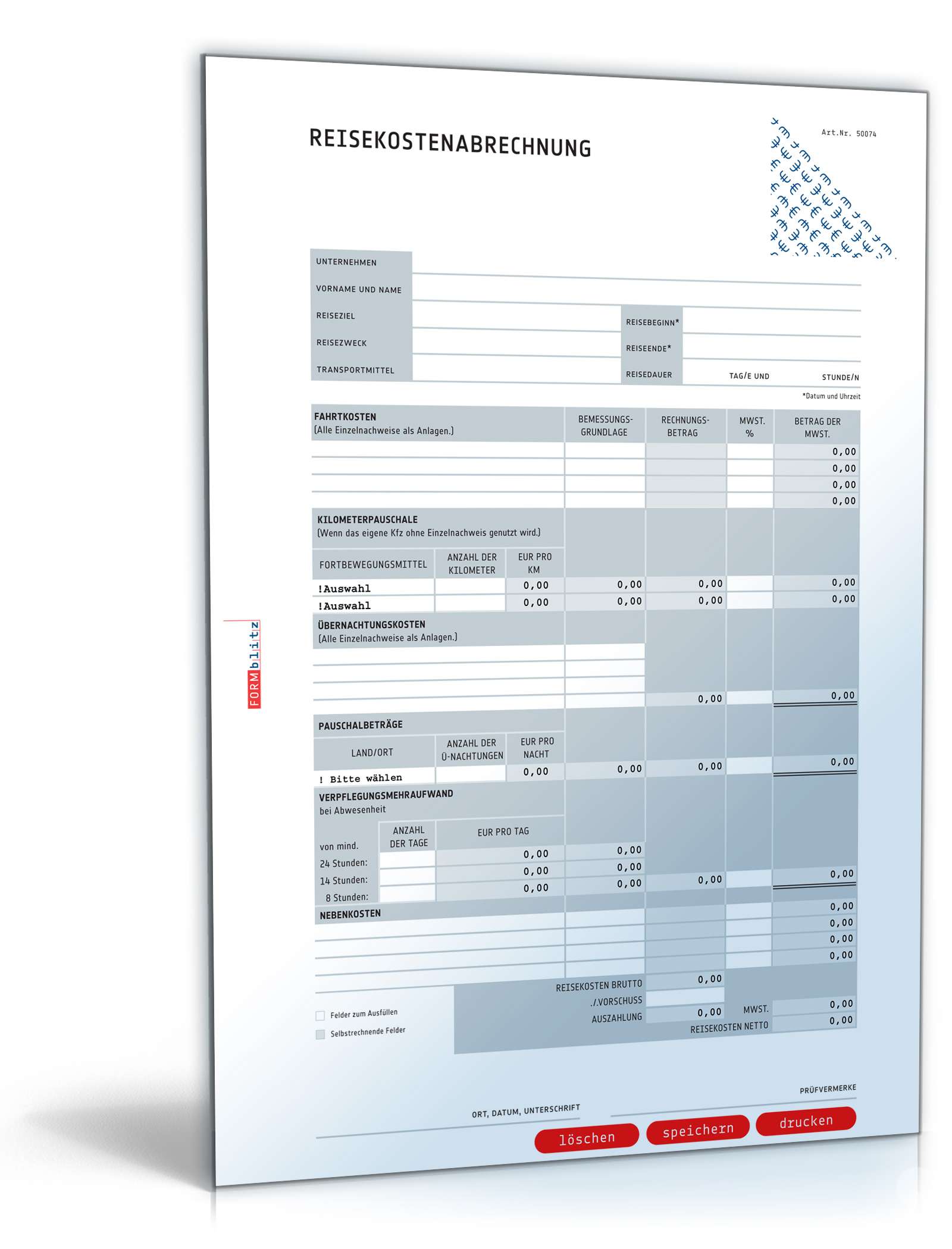 Reisekostenabrechnung 2013 | Formular zum Download