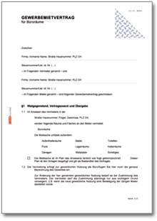 Hauptbild des Produkts: Gewerbemietvertrag Büroräume