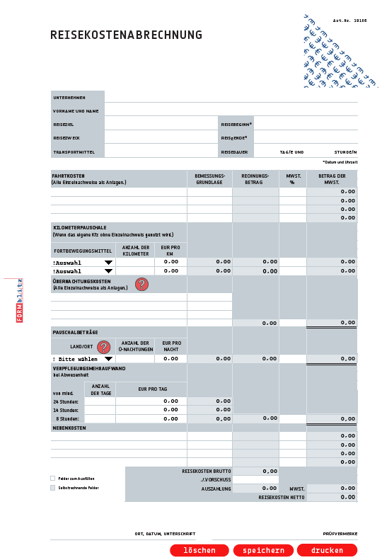 Reisekostenabrechnung 2011 | Formular Zum Download