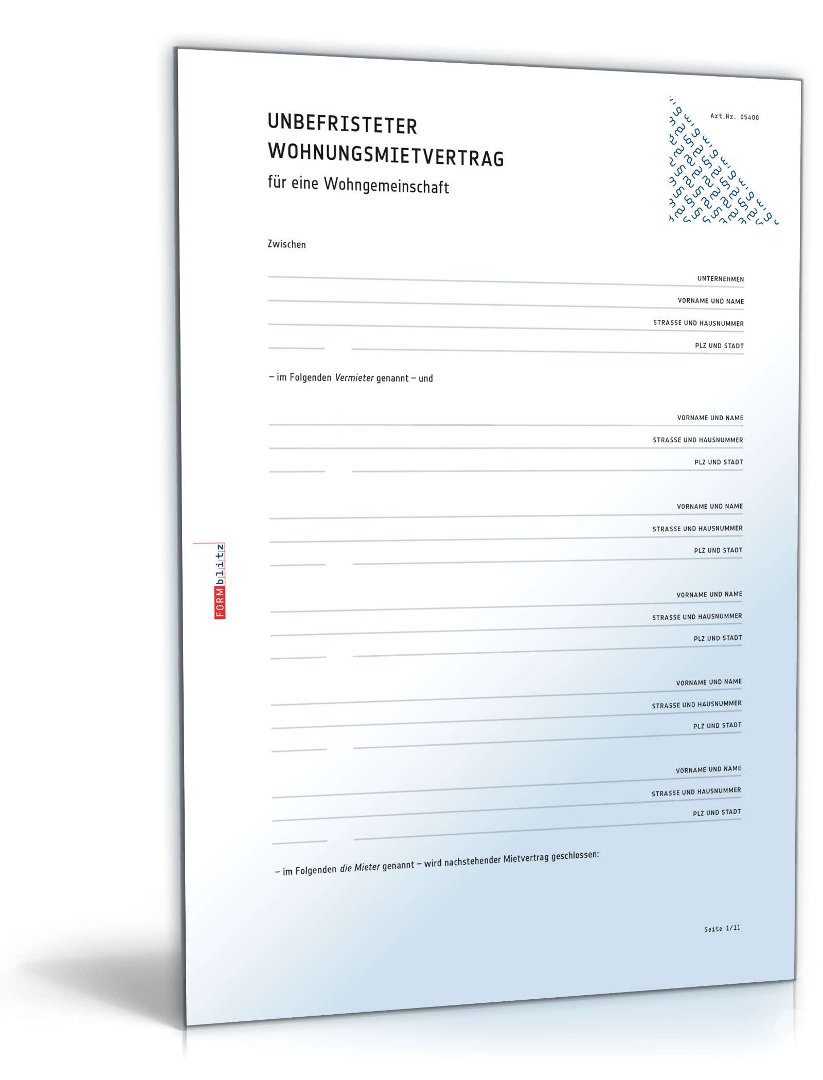 Hauptbild des Produkts: Mietvertrag Wohngemeinschaft