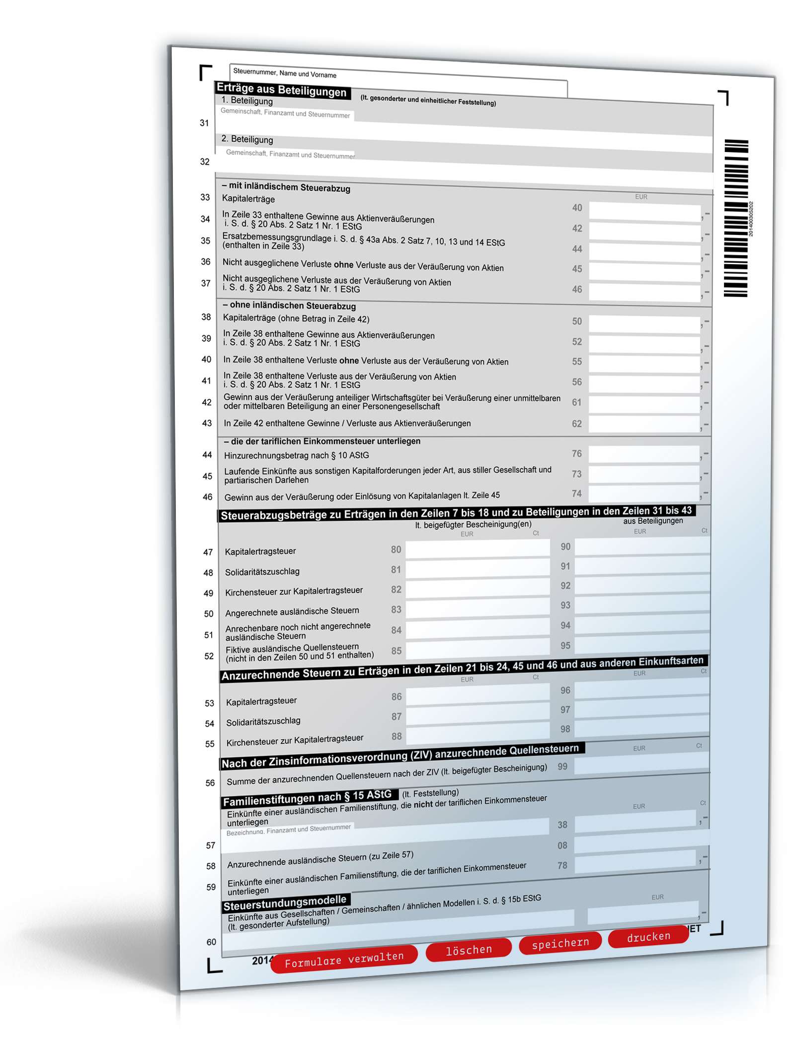 Anlage KAP 2014 | Formular zum Download