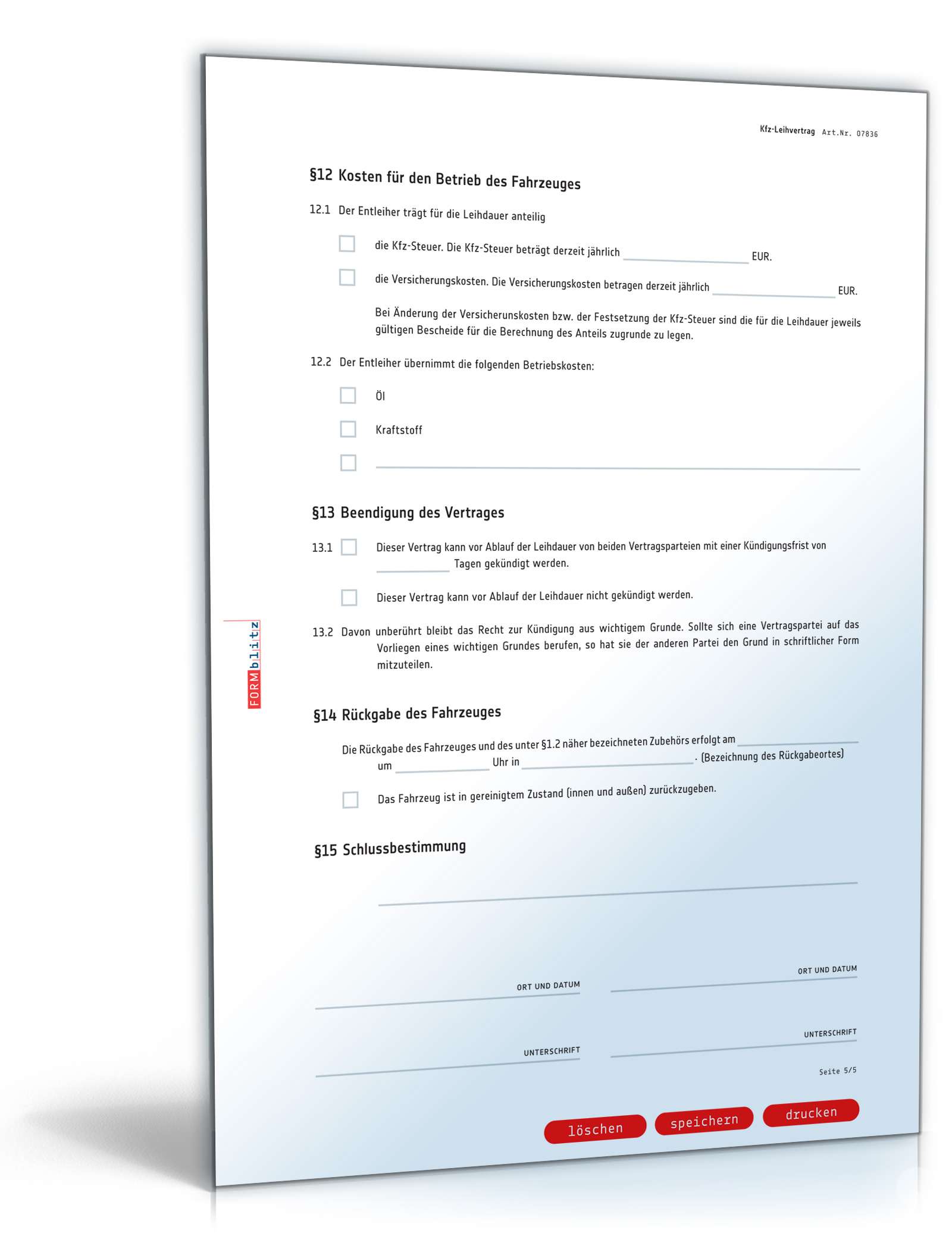 Kfz Leihvertrag Vorlage Zum Download