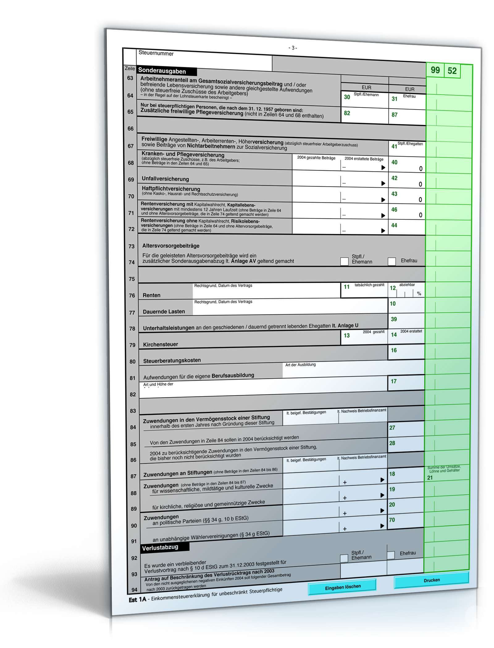 Einkommensteuer 2004 - Mantelbogen - Formular zum Download