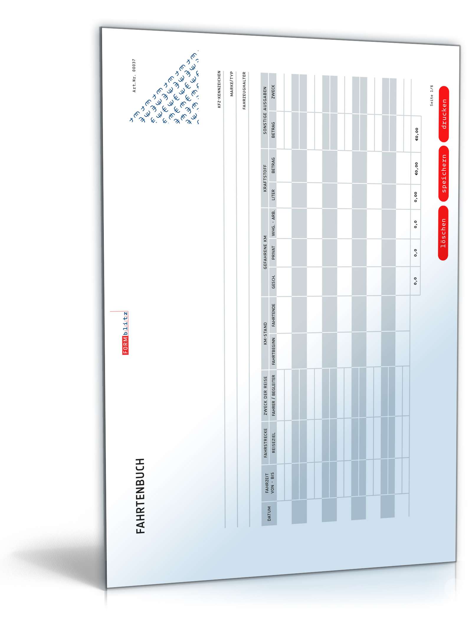 Vorlage für ein Fahrtenbuch