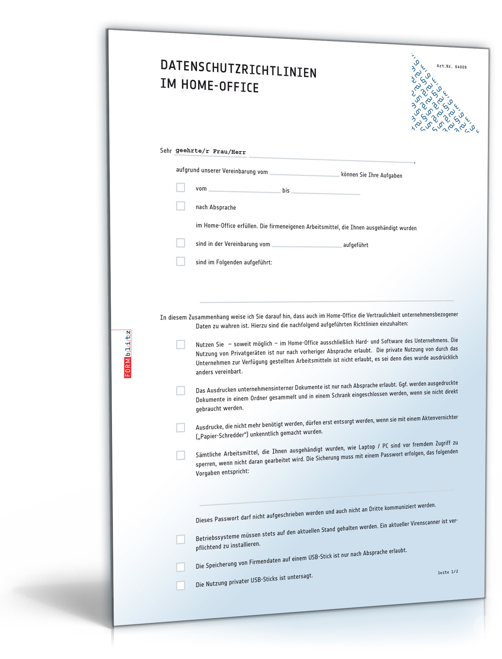 Datenschutzvereinbarung Home-Office